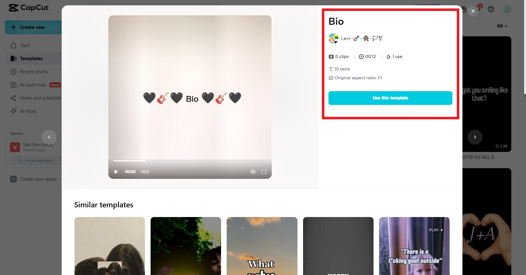 Gunakan templat anda