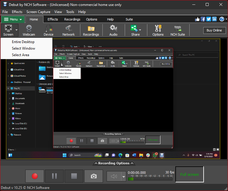 Select recording mode