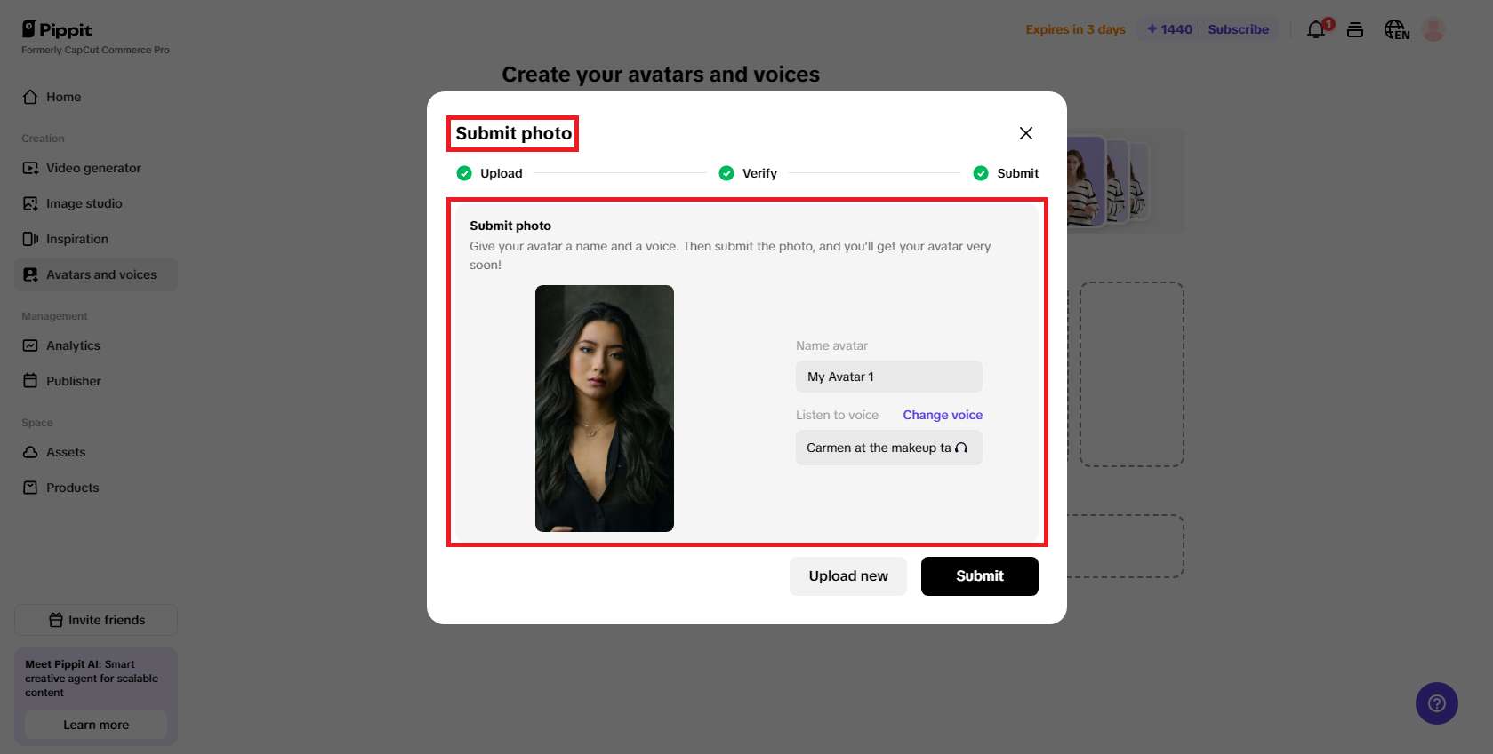 AI avatar detection from photos