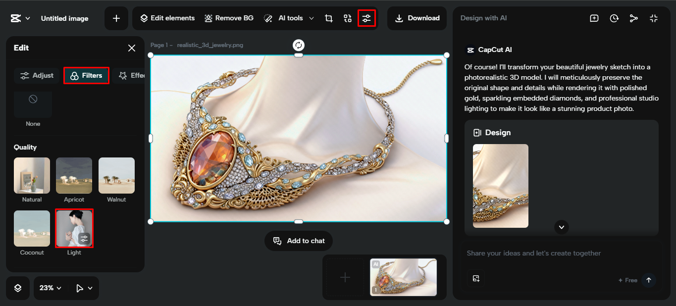 Applying filters on the CapCut desktop video editor