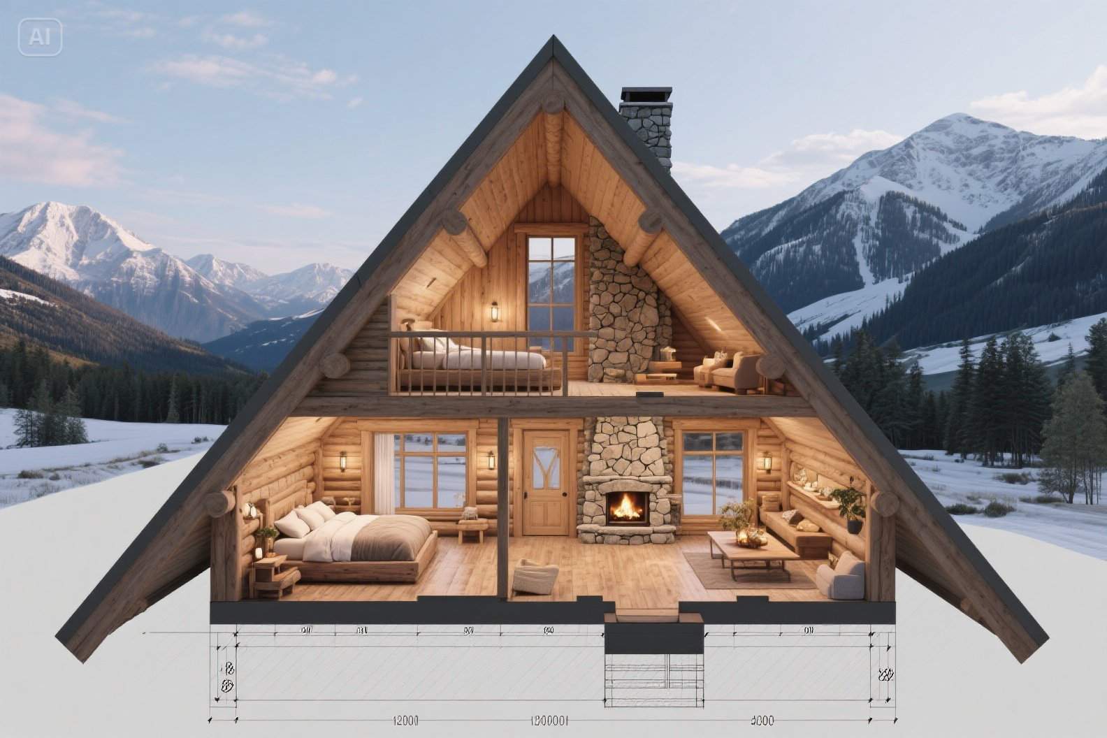 Pelan lantai A-frame