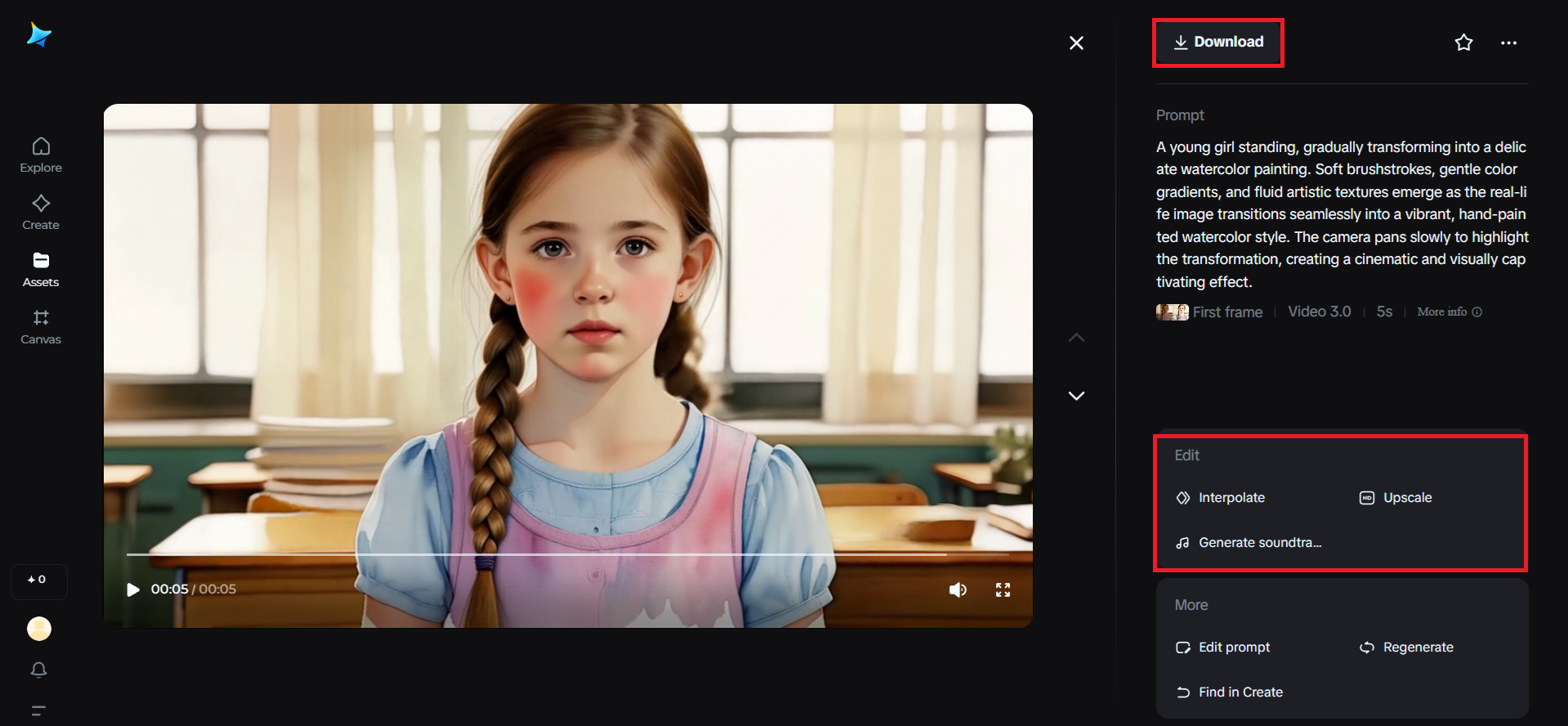 Edit and download the video