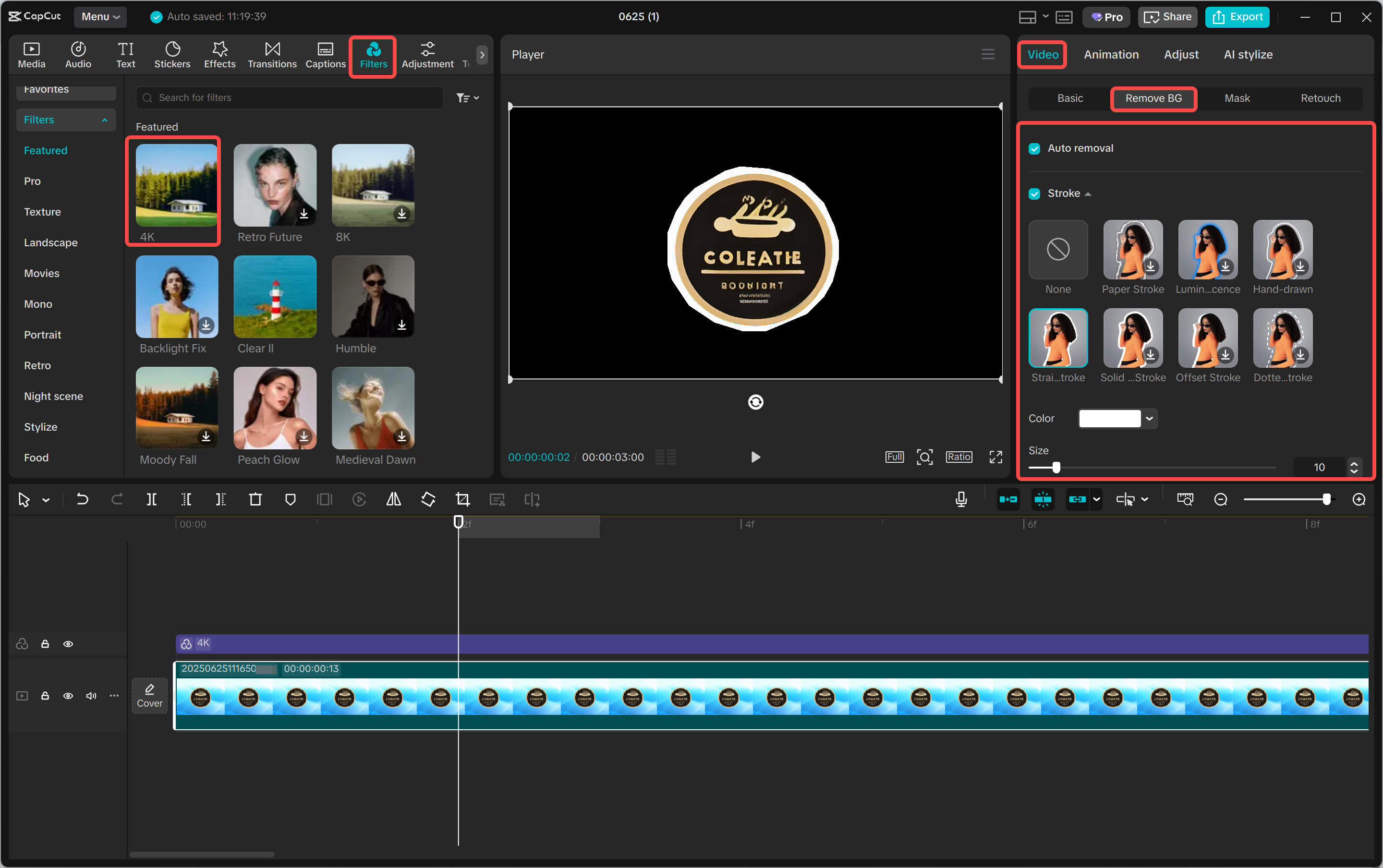 Edit images in the CapCut editing interface