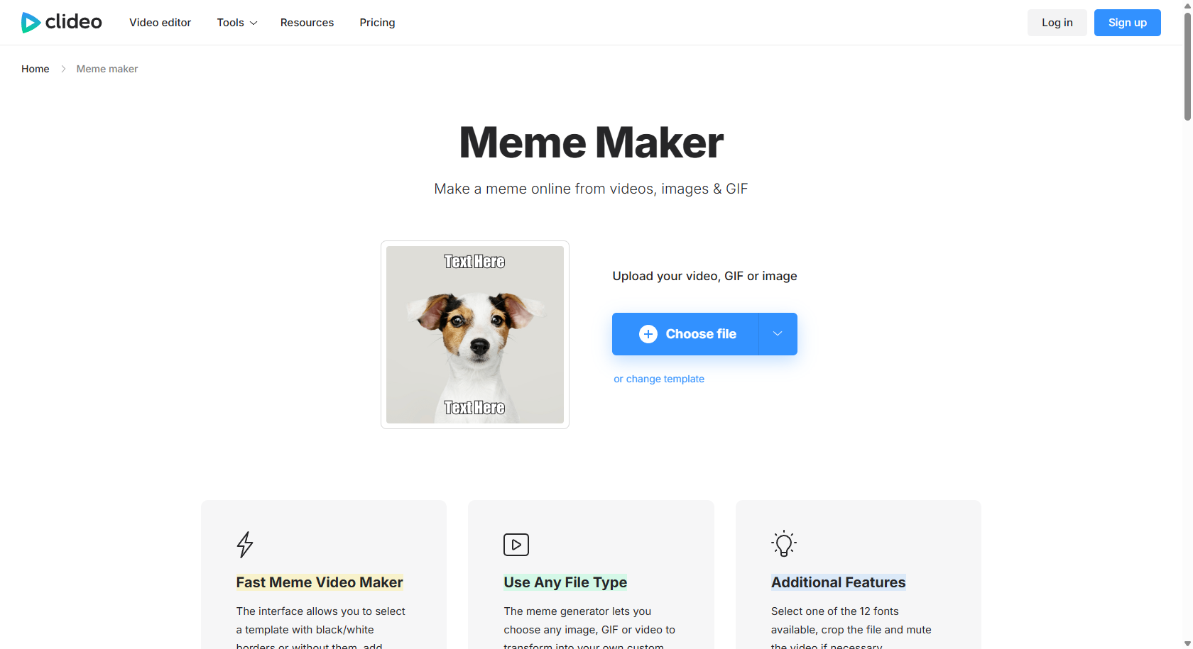 Clideo's online meme maker