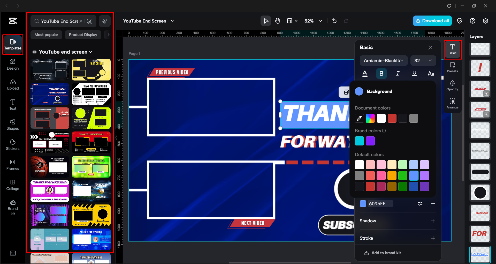 Customizing the end screen template in the CapCut desktop video editor