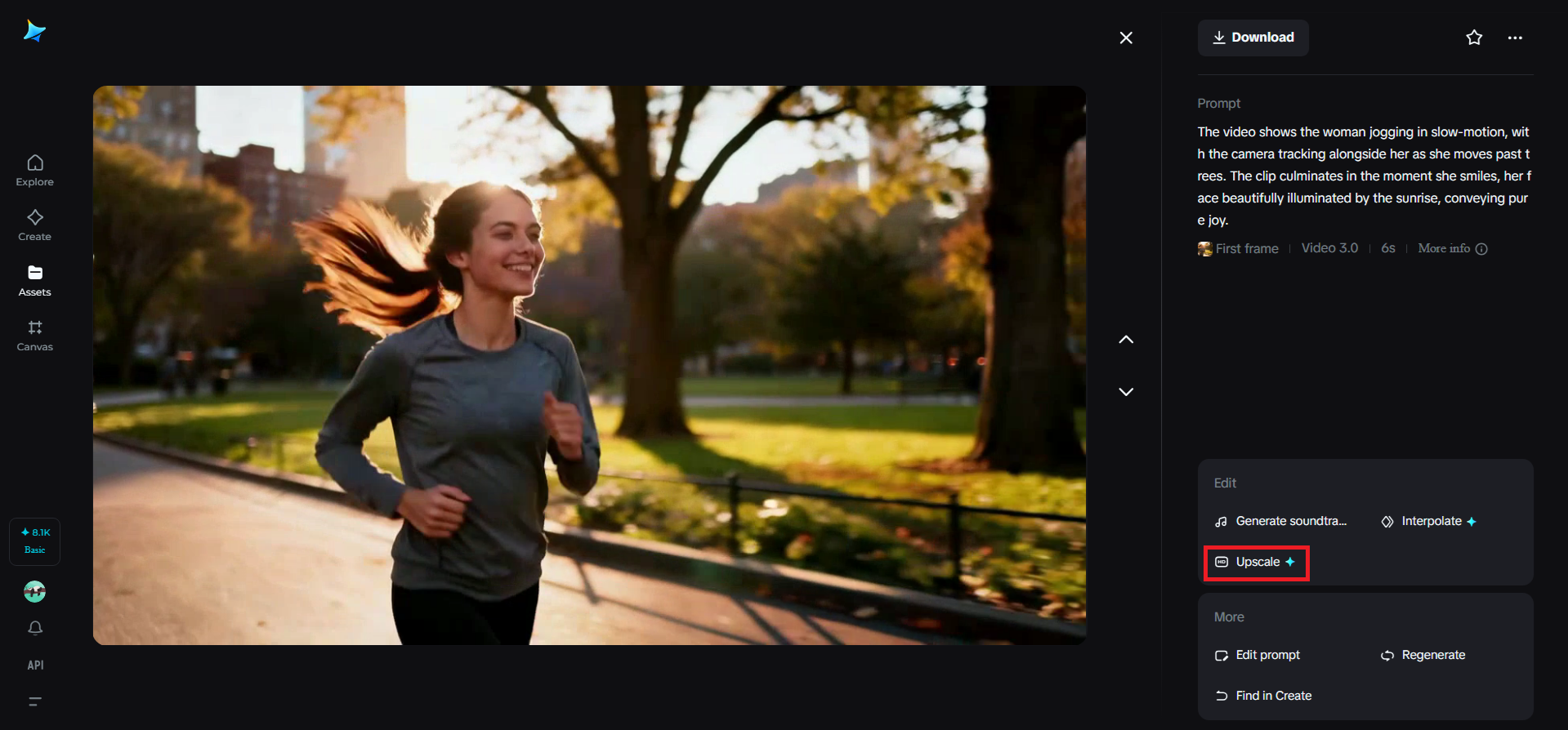 HD Upscale feature in Dreamina