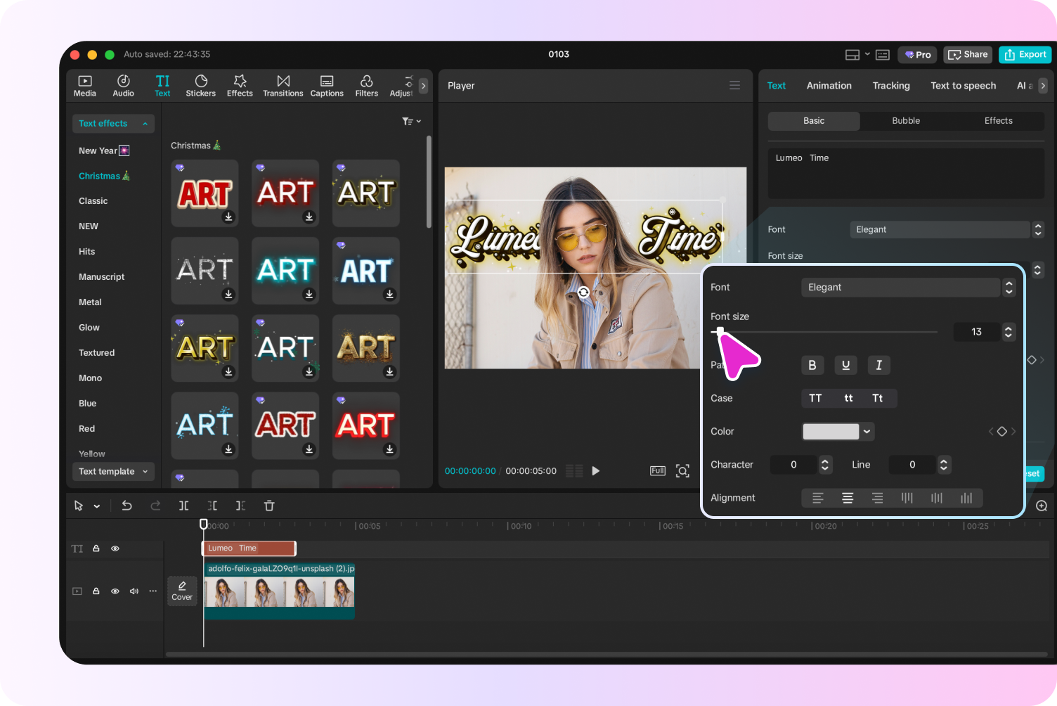 Removing background and adding text between image layers in CapCut