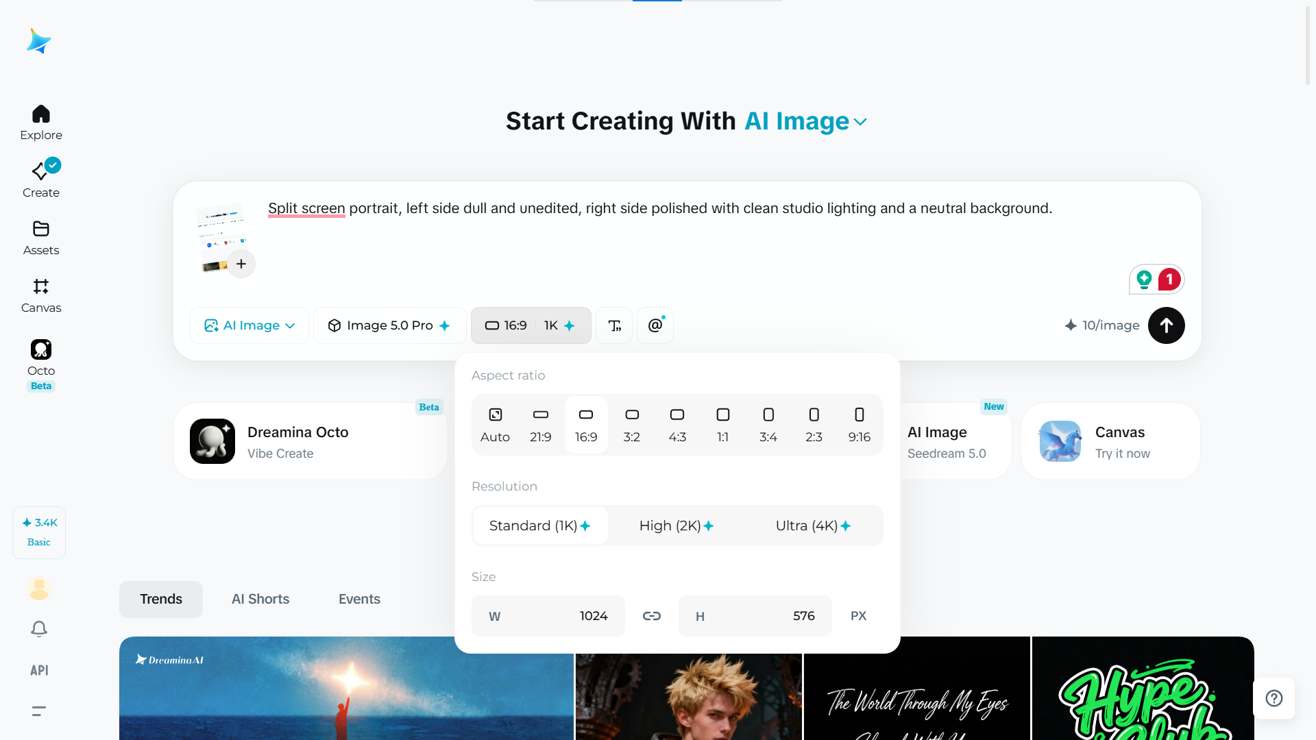 Settings panel