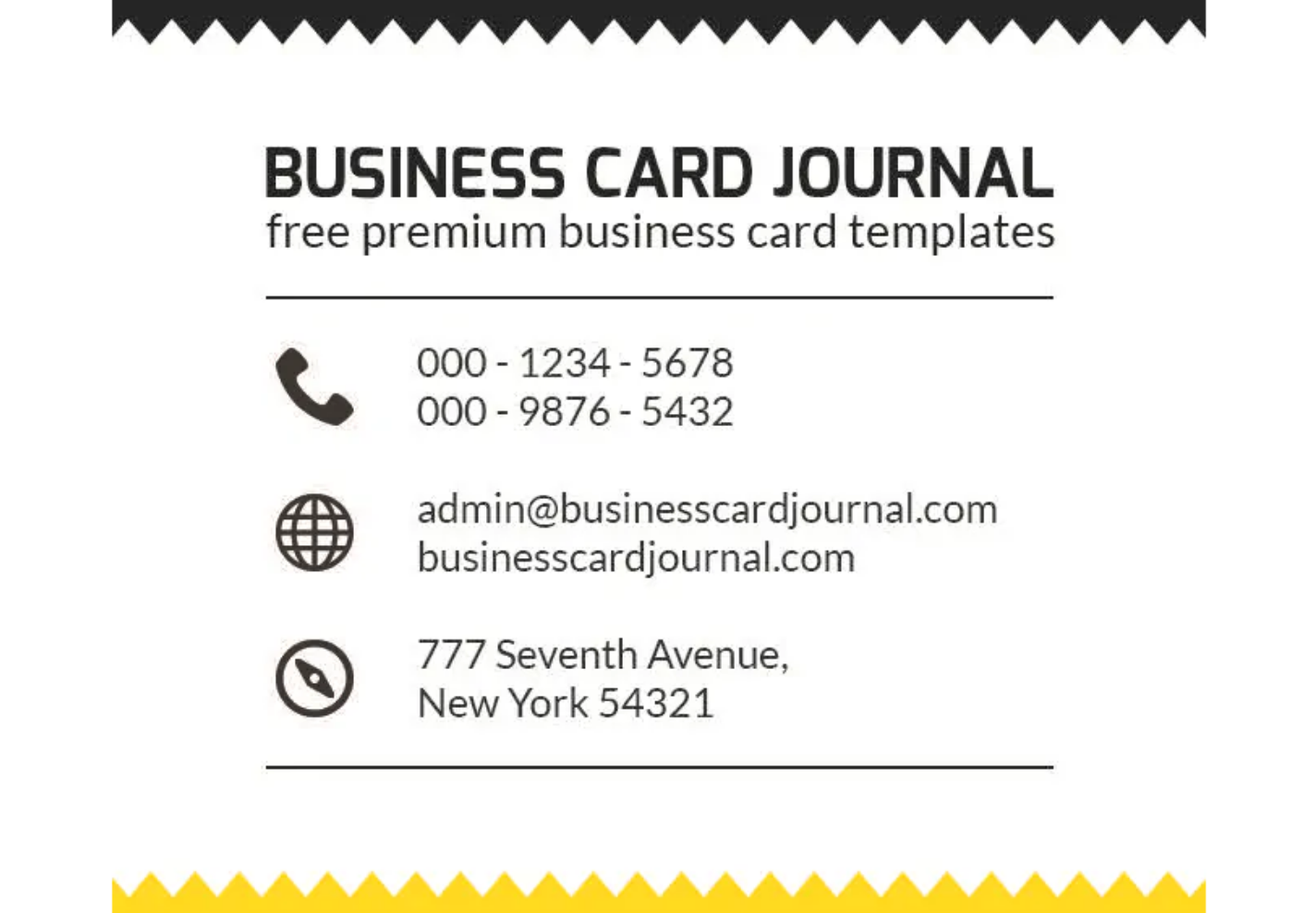 Bold zigzag business card with dynamic lines
