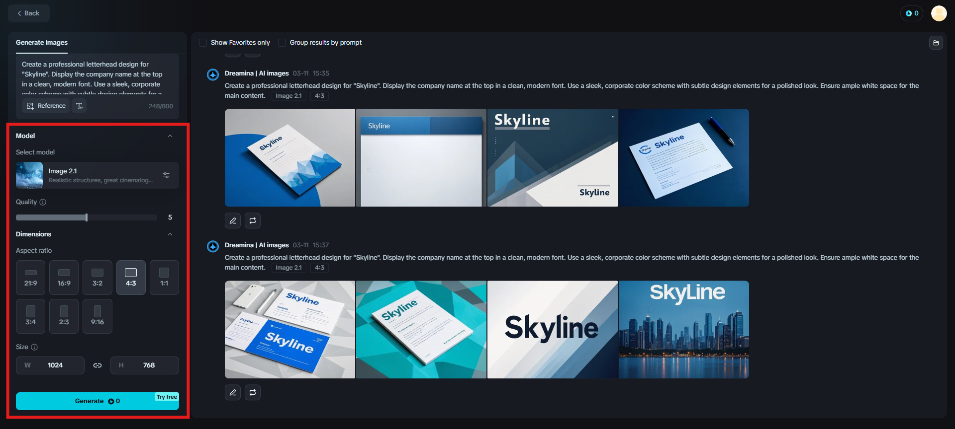 Generate the letterhead
