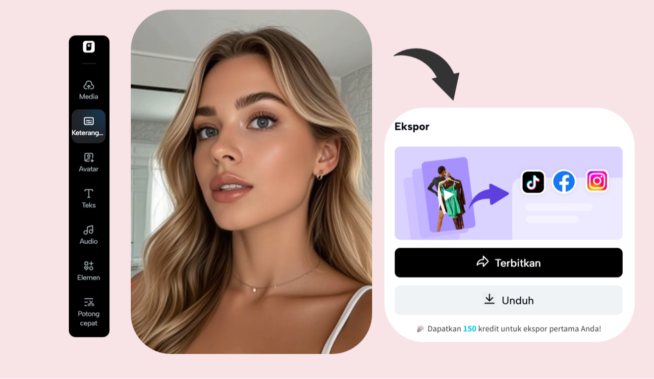 Manfaatkan AI untuk mengedit dengan cepat dan mengubah foto menjadi video berkualitas tinggi, kemudian posting ke berbagai platform.