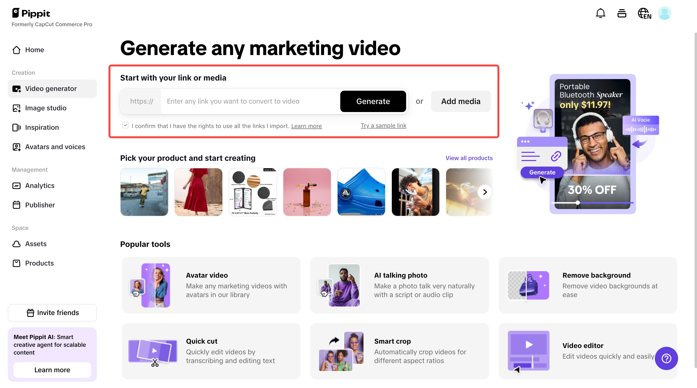 Link to video generation feature