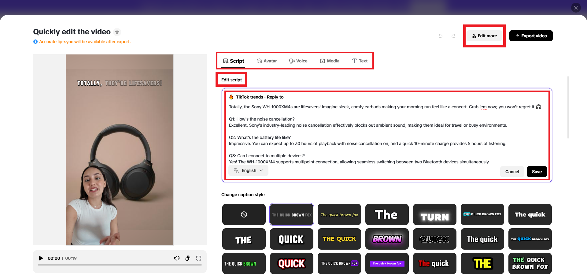 Perform any quick changes to your video