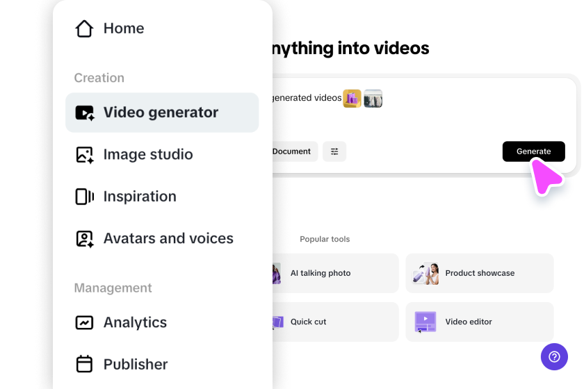 Access the Video generator
