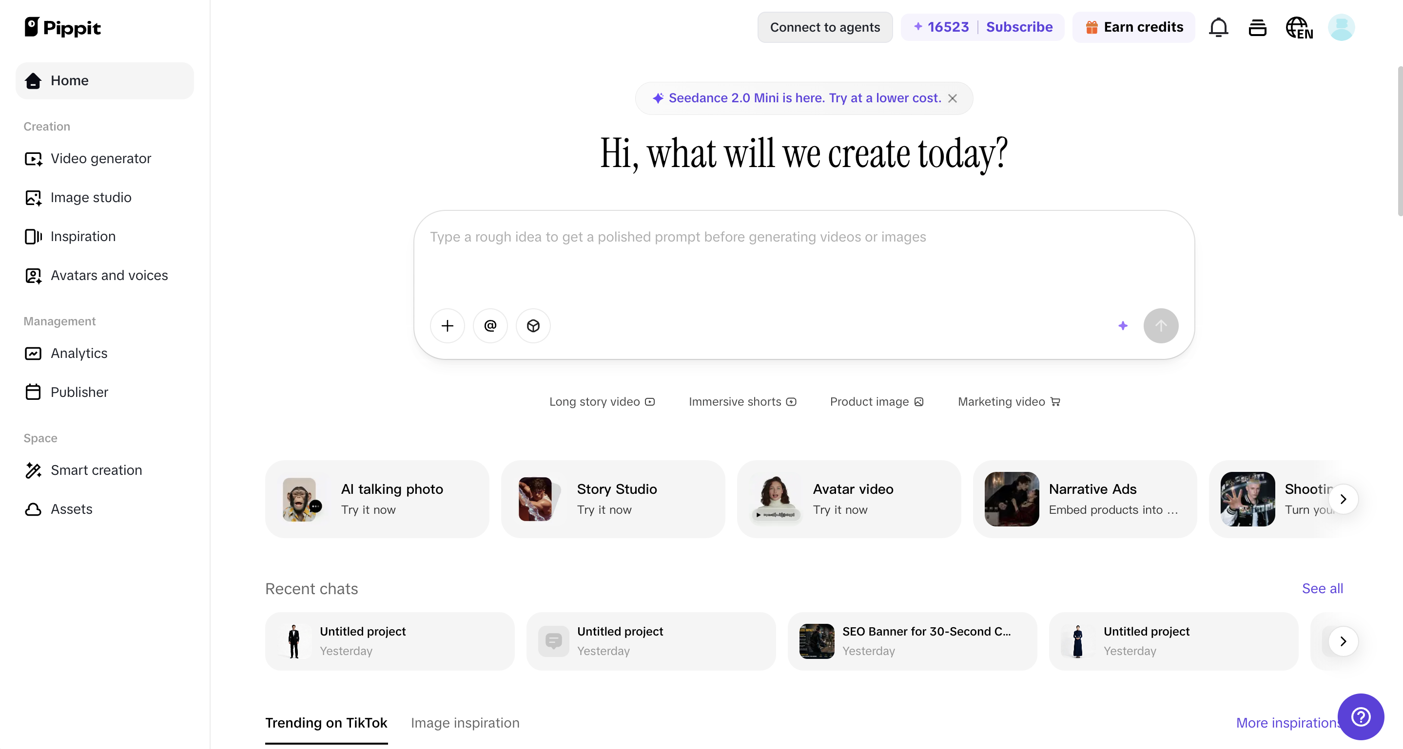 Pippit homepage