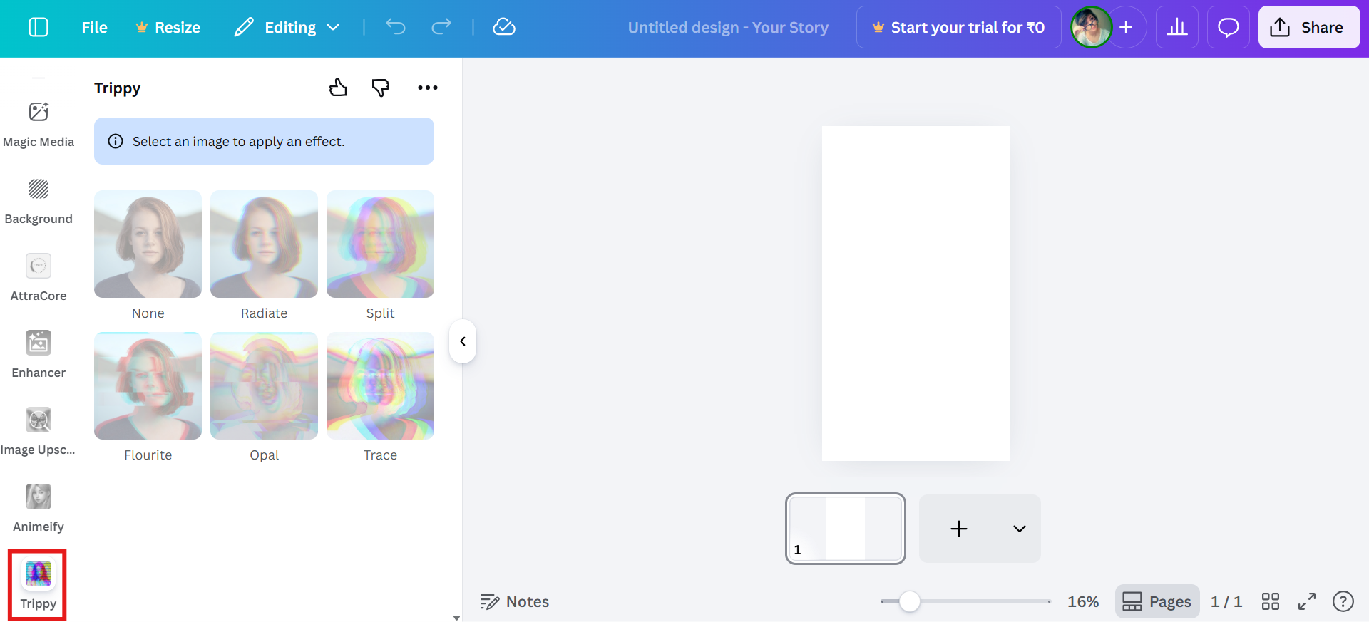Ir para aplicativo Trippy em Canva