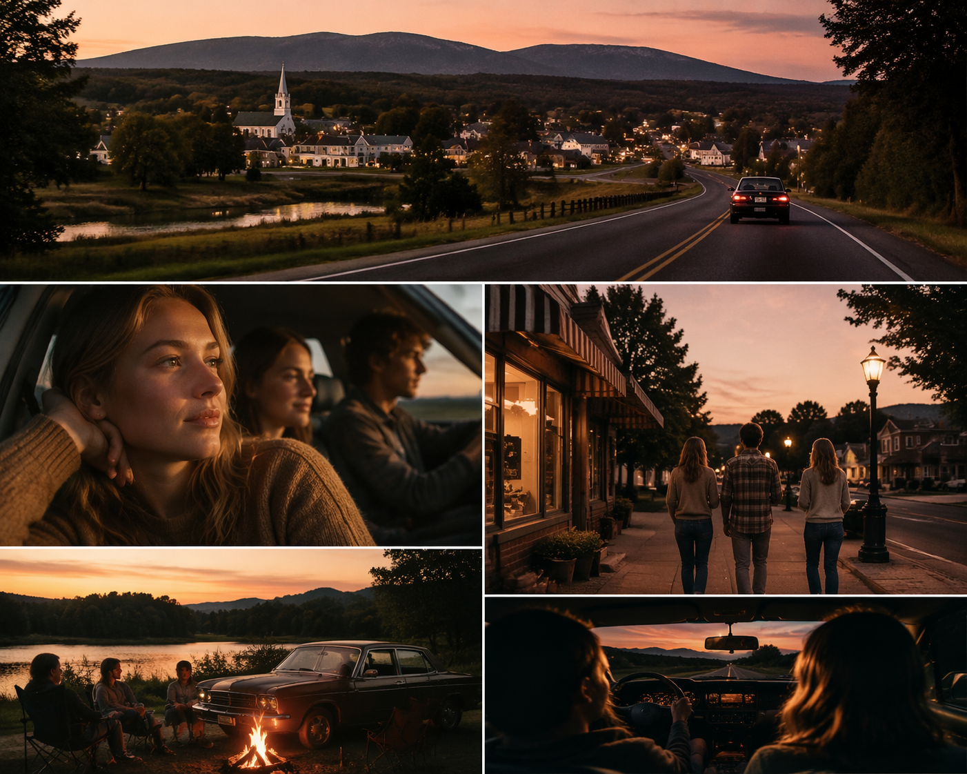 Esempio di immagine del prompt fotografico di Dreamina Americana 1: Sunset Diner Road