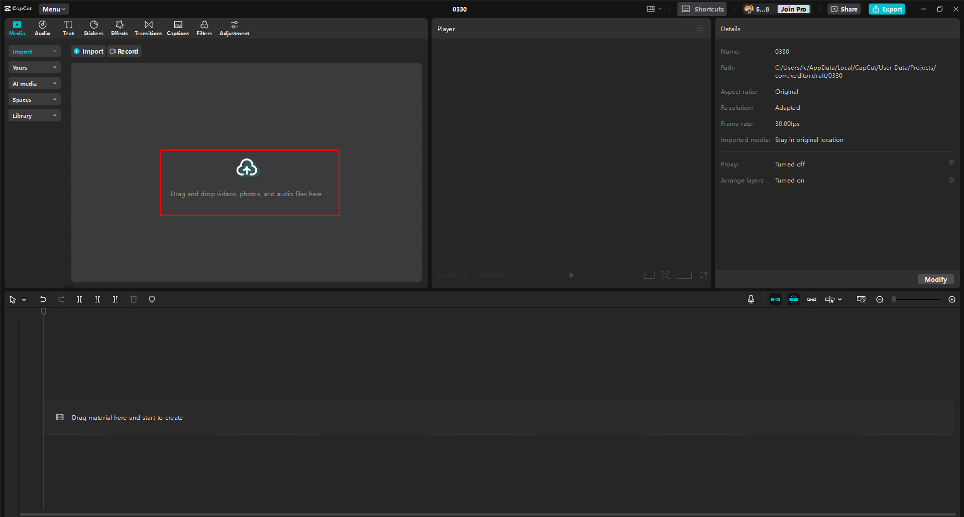 Import media files