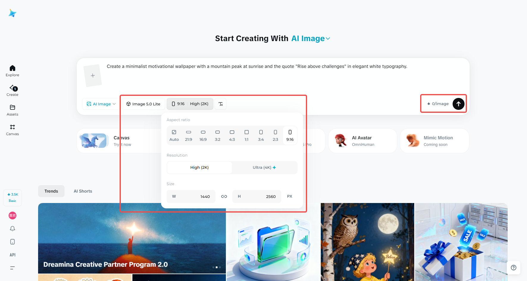 Selecione o modelo e gere