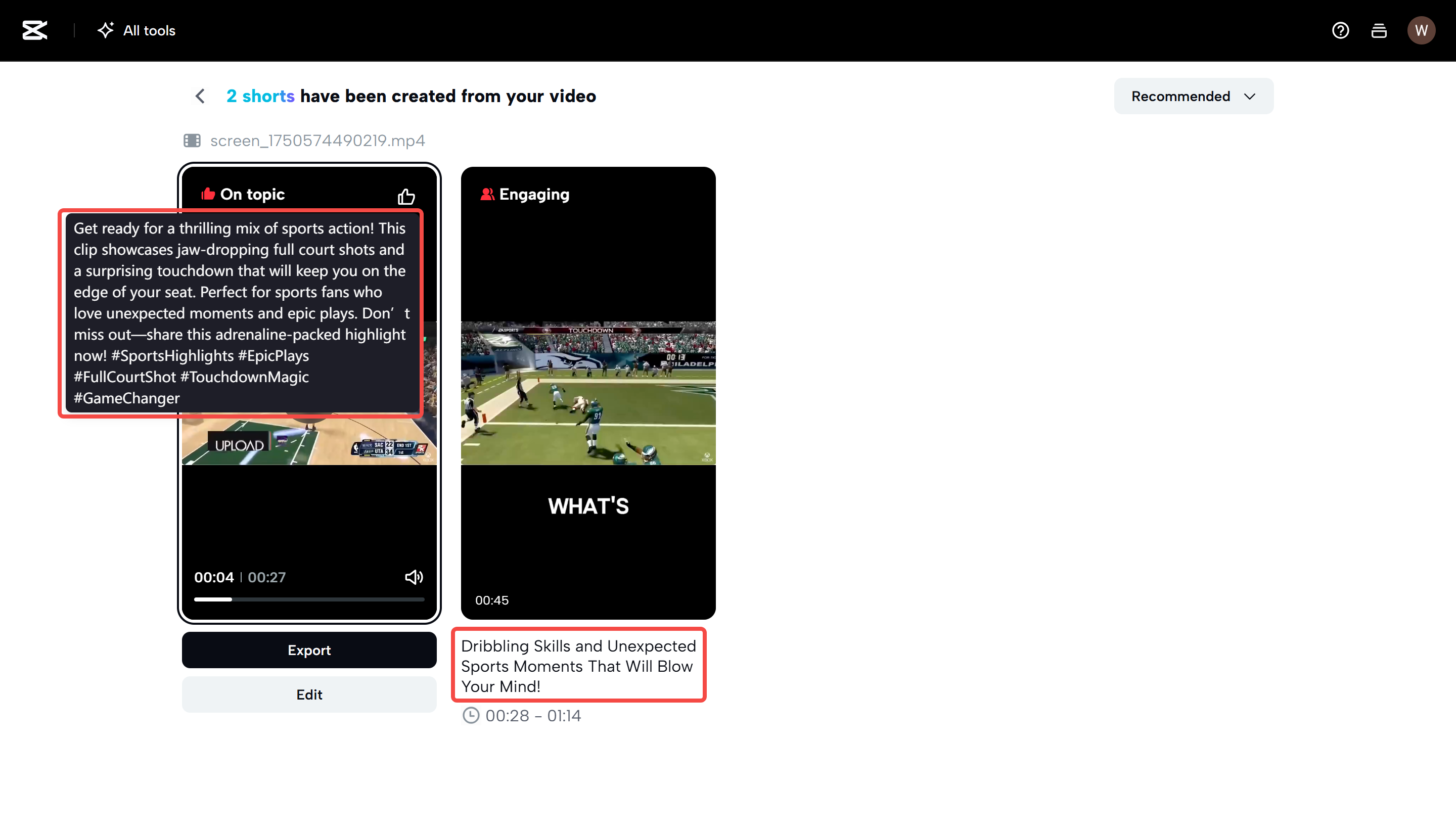 Eine Beschreibung zu einem Video in CapCut Web hinzufügen
