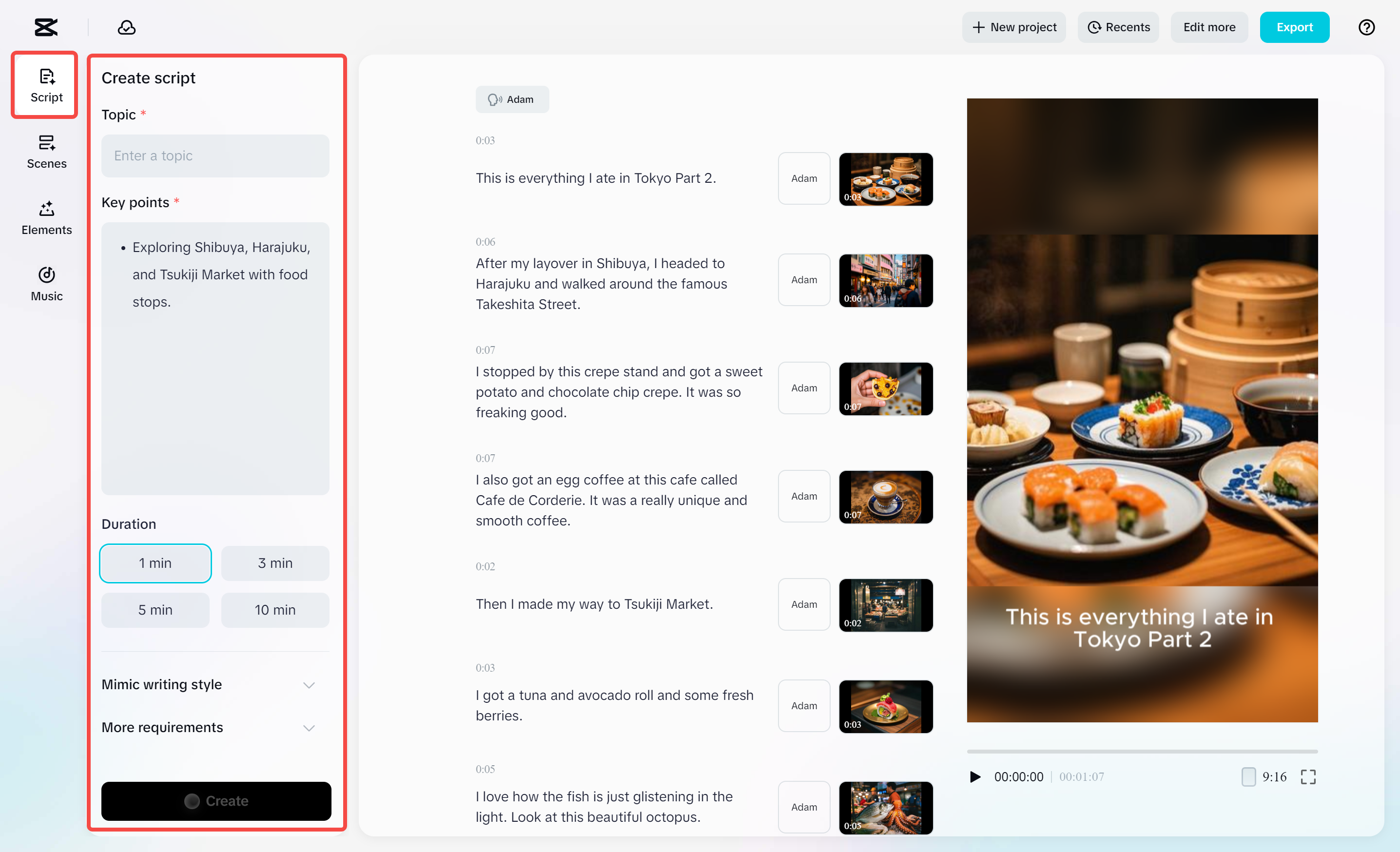 Skriptplanungs- und Bearbeitungswerkzeuge für die Erstellung gesichtsloser YouTube-Shorts