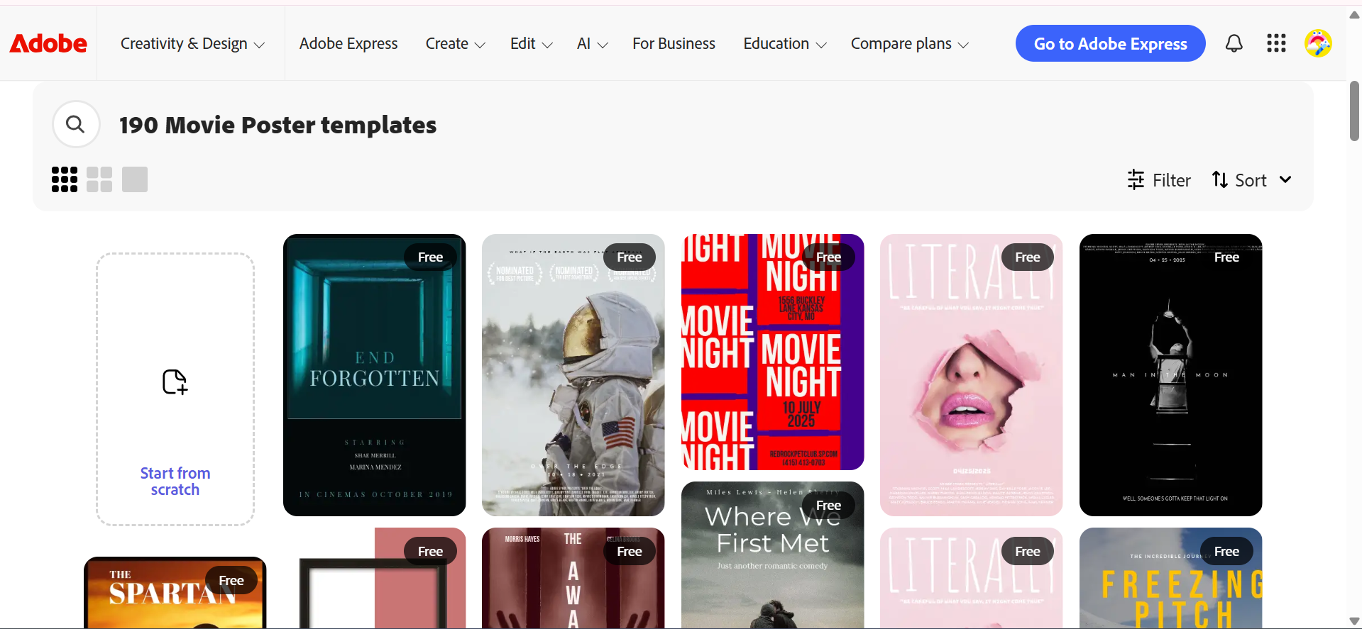 Adobe Express - the ideal platform to get movie poster templates
