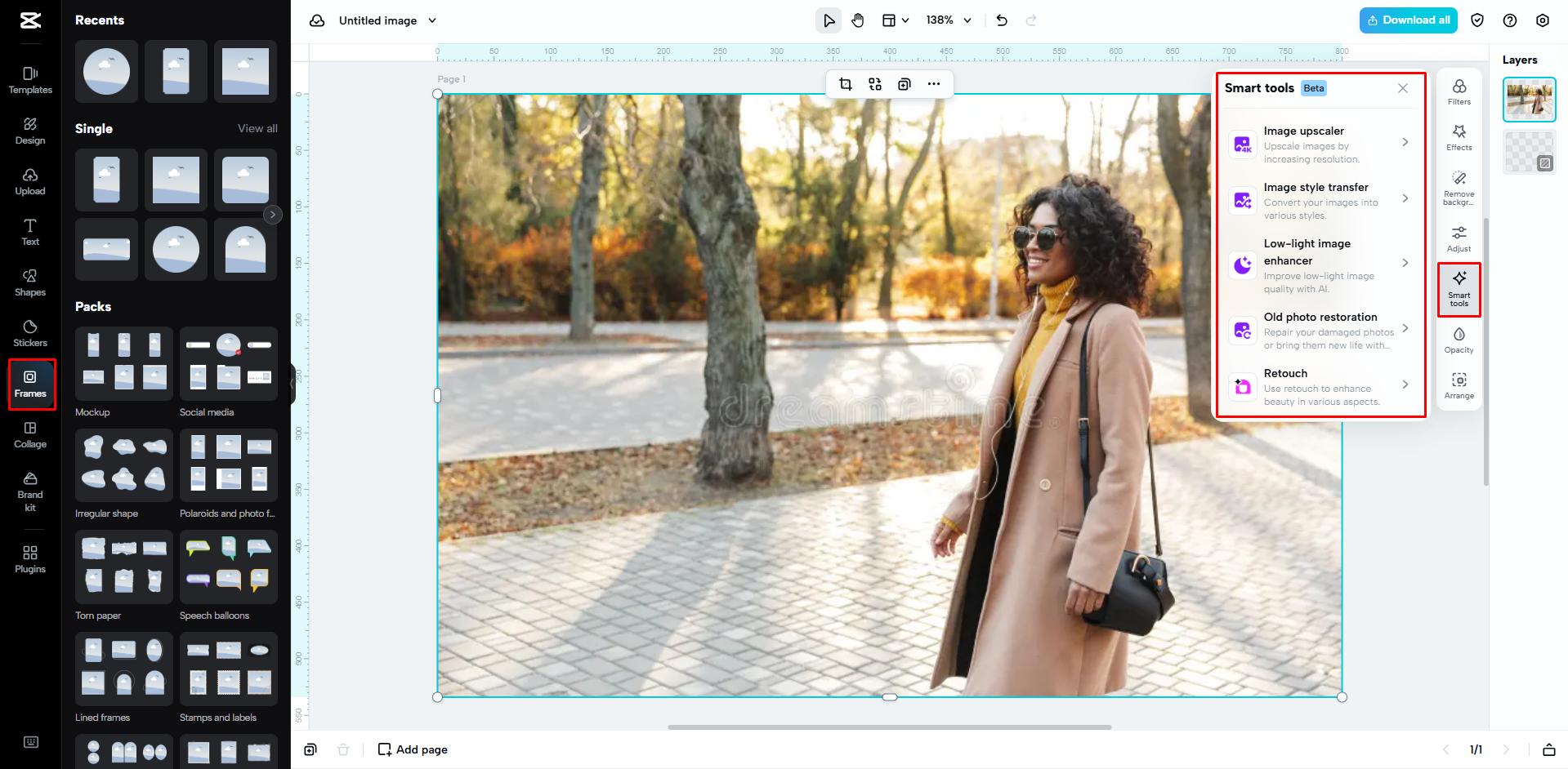 Redigera och förbättra en bild med CapCut Web