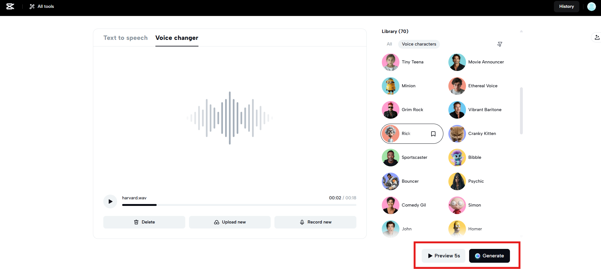 Preview and generate