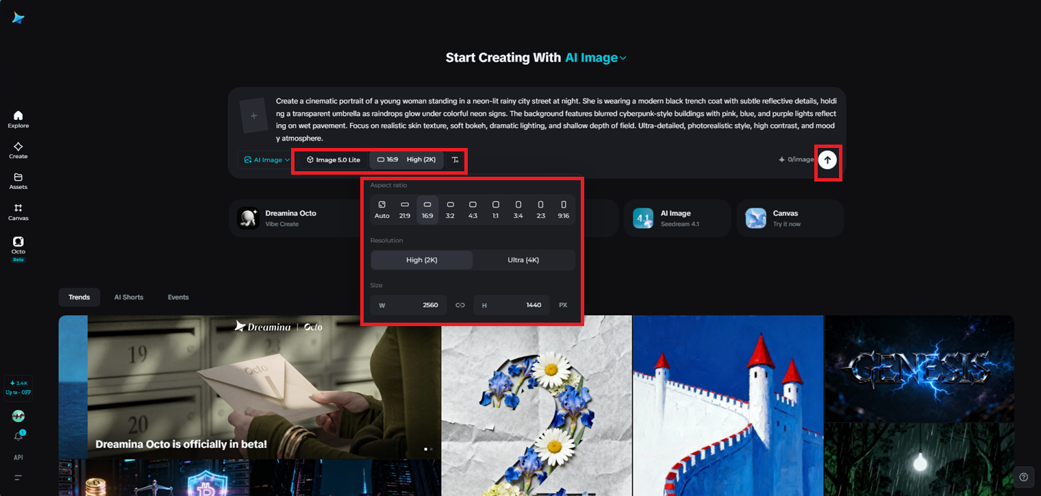 Select a model and generate