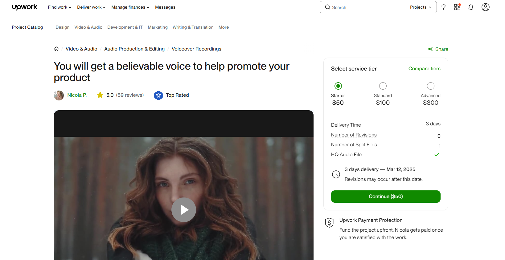 Choose a voice actor and review profile