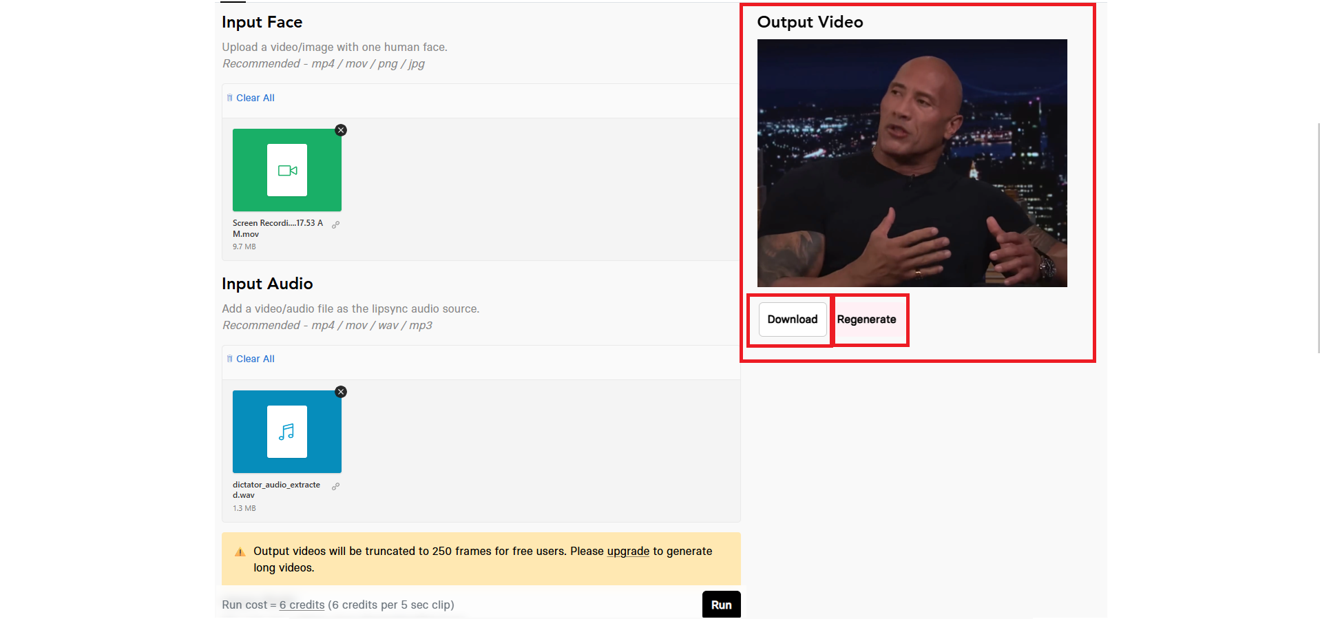 Download or regenerate the output