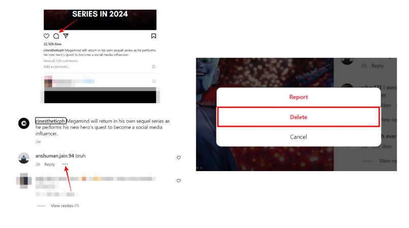 Διαγράψτε το σχόλιό μου στο Instagram στην επιφάνεια εργασίας
