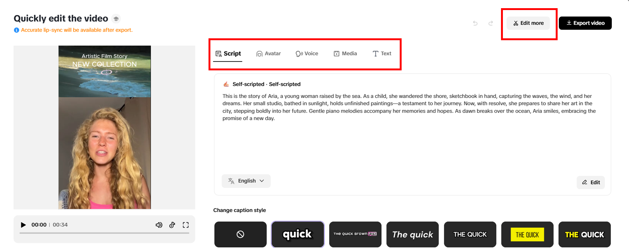 Faça alterações rápidas no seu vídeo.