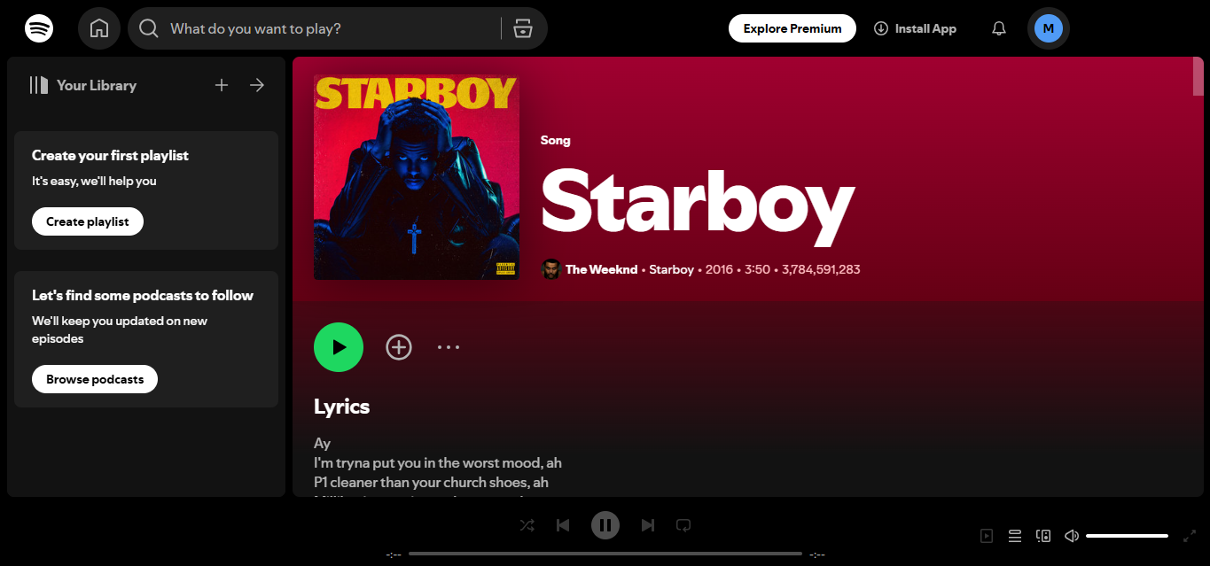 Starboy felülete - minden idők közvetítése között ismert Spotify