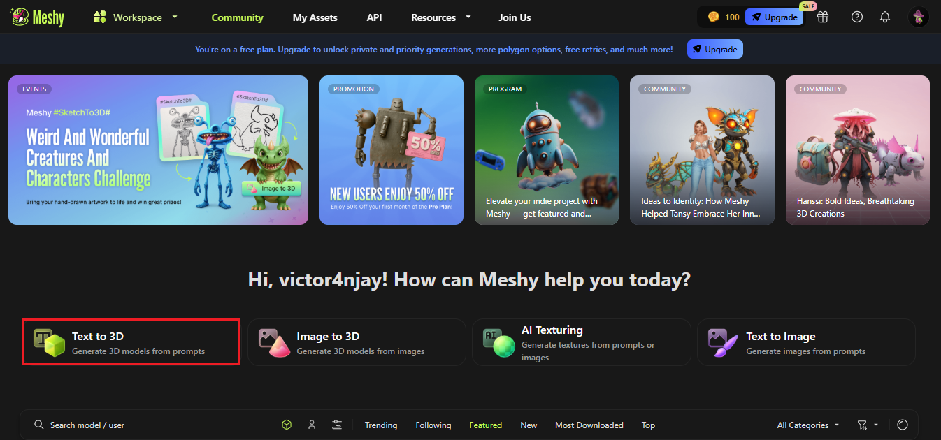 Meshy AI 3D creator