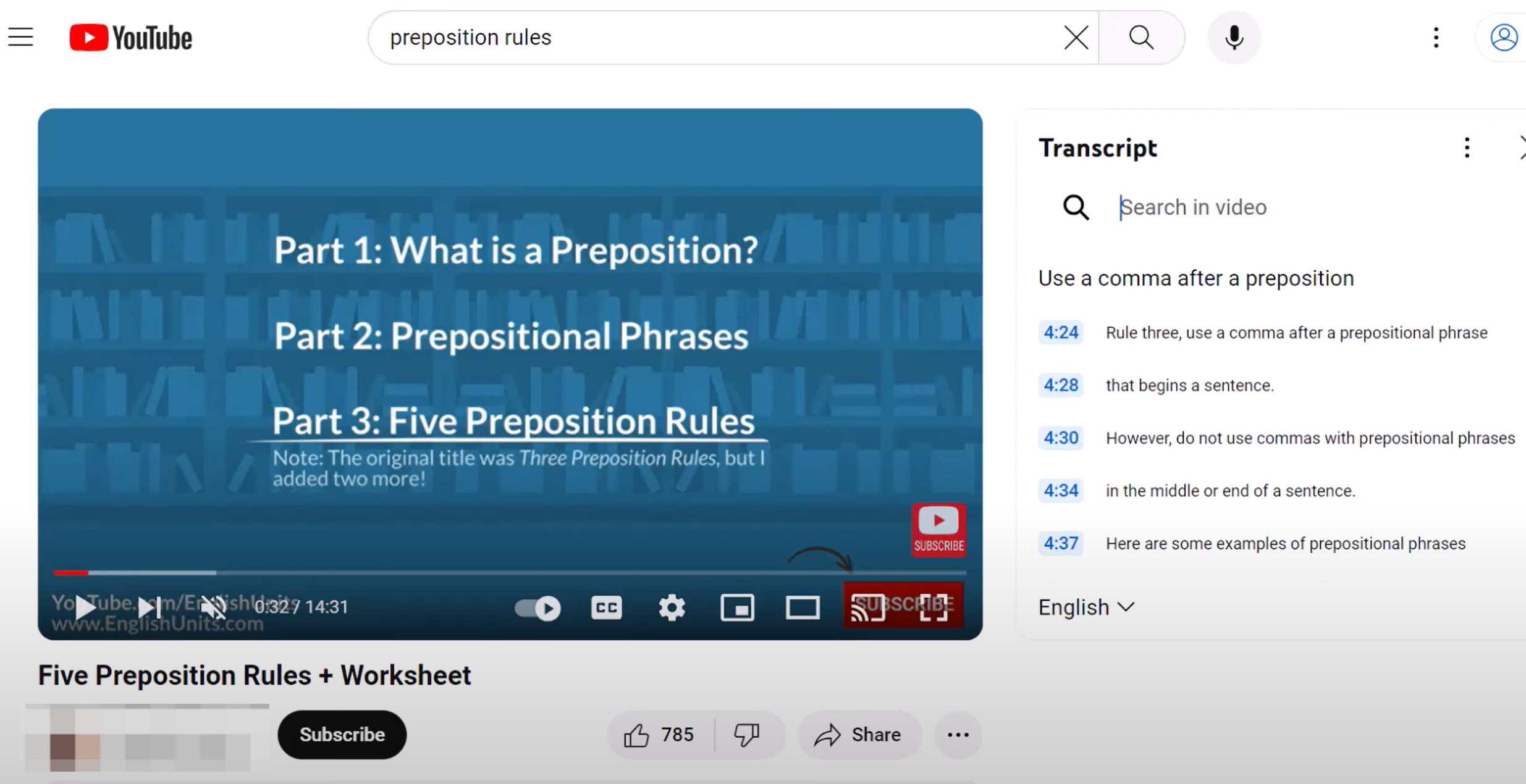 What is a YouTube video transcript