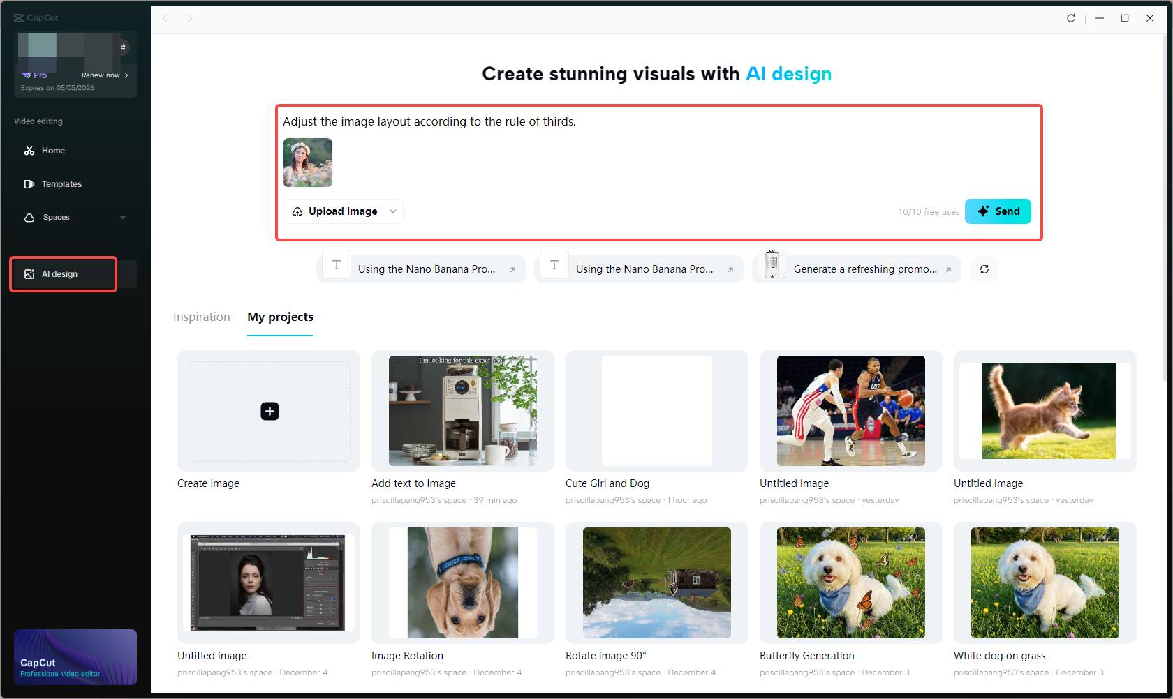 Open AI design tool and upload your photo