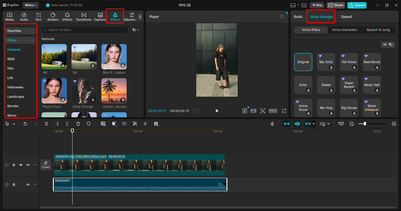 Editing the video in the CapCut desktop video editor