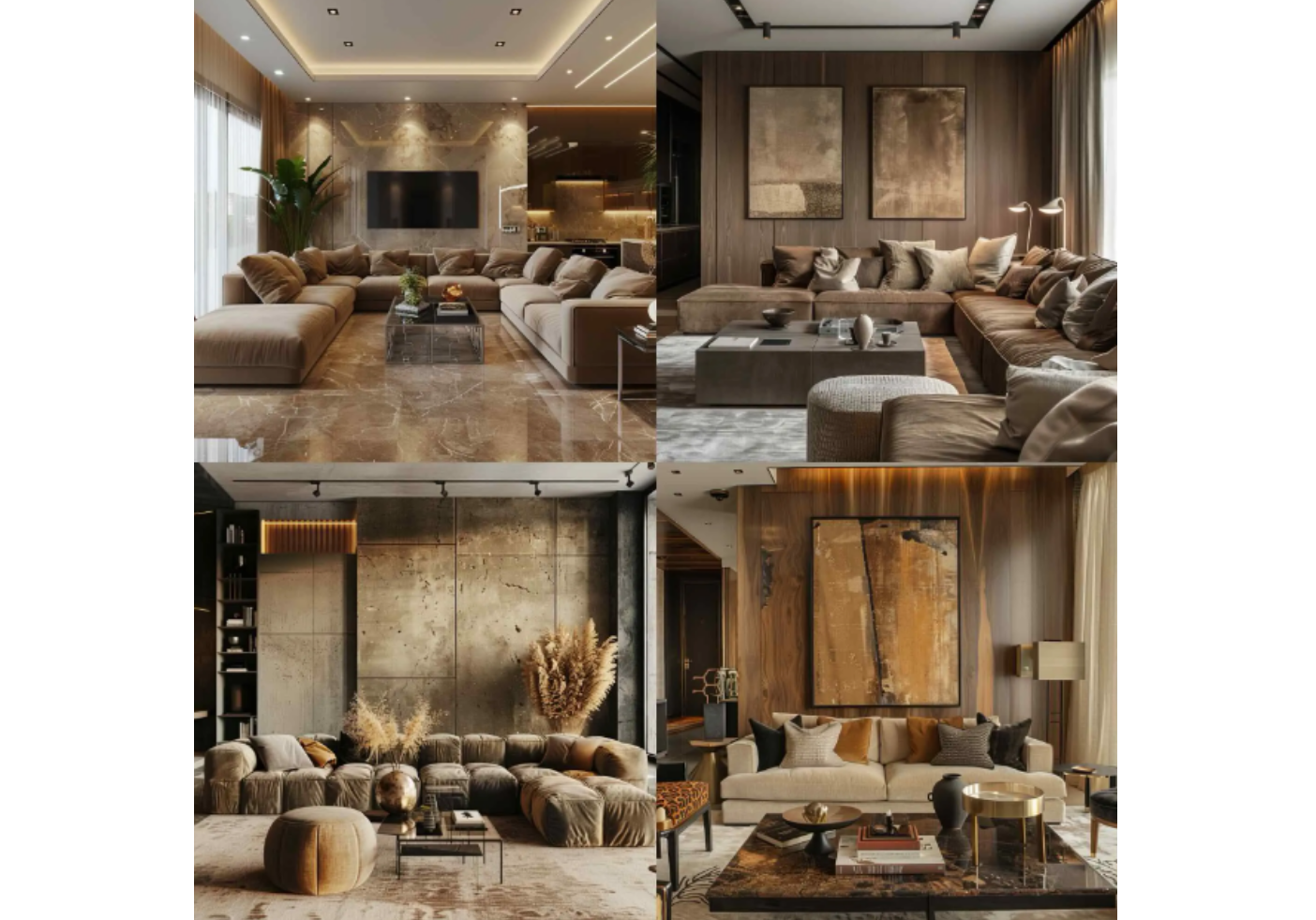 A living room with earthy tones