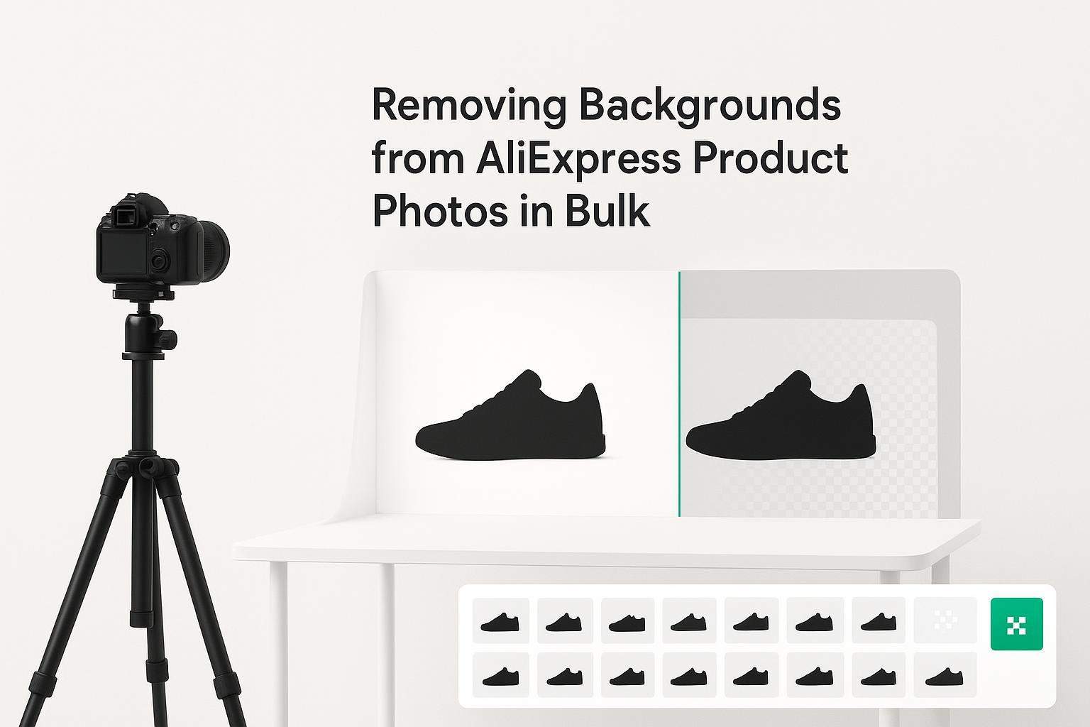 Cover image illustrating how to remove background from product photos in bulk for AliExpress listings