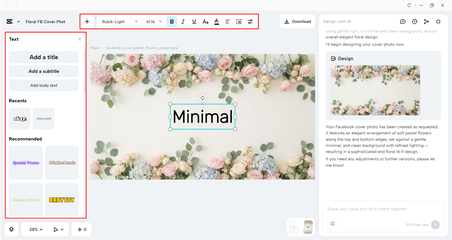 Editing the Facebook cover photo with the CapCut desktop video editor