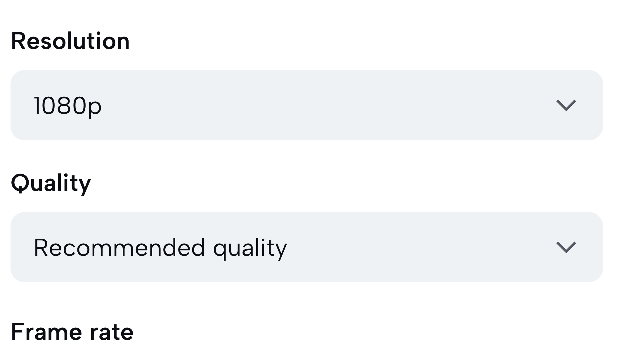 CapCut Web Resolution setting shows 1080p above the Quality setting