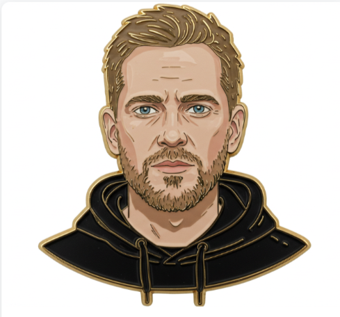 ภาพสไตล์เข็มกลัดเคลือบเงาแวววาว พร้อมพื้นหลังที่มีบรรยากาศ