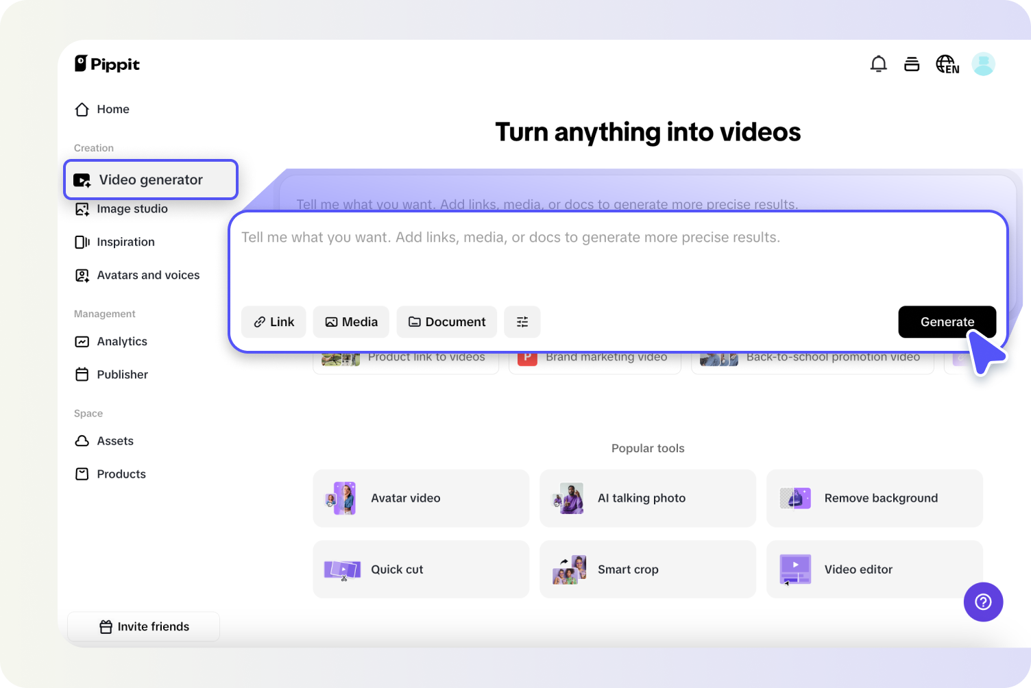 go to the video generator