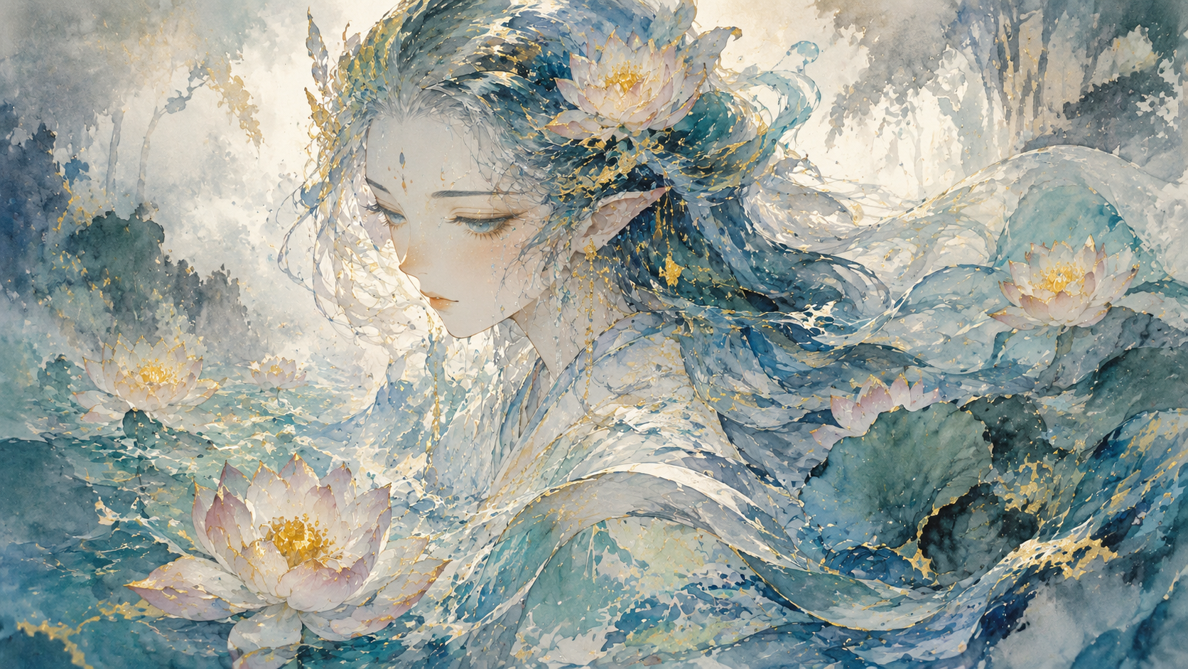 Ethereal watercolor anime portraits