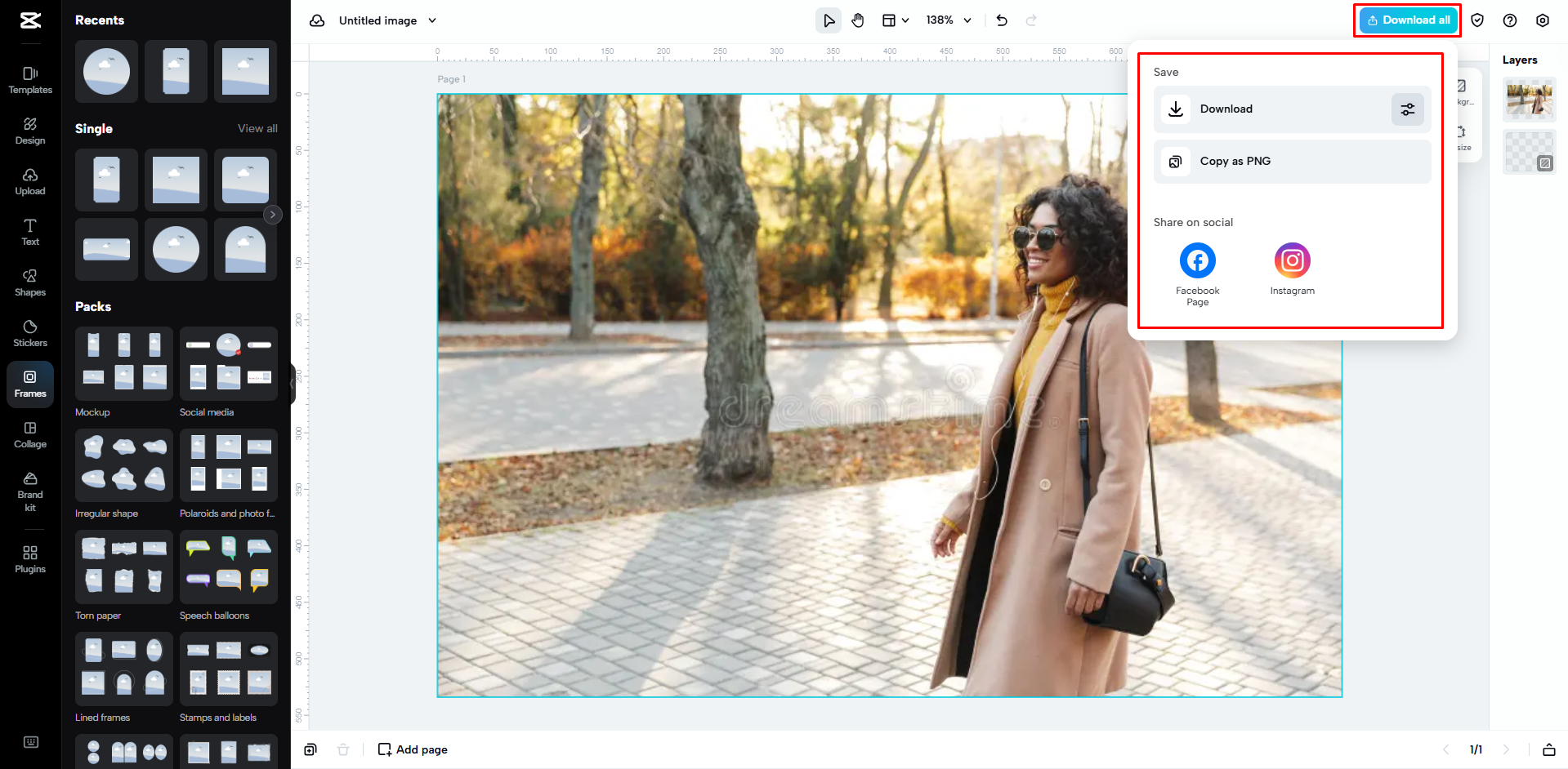 Ladda ned bilden från CapCut Web
