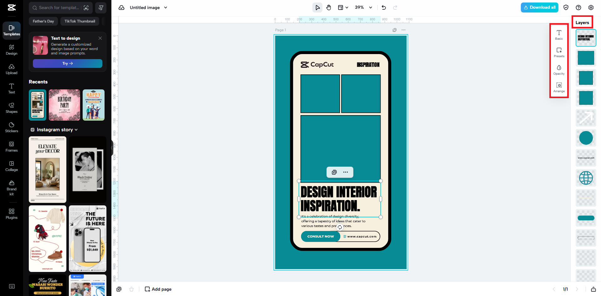 Adjust elements on the template