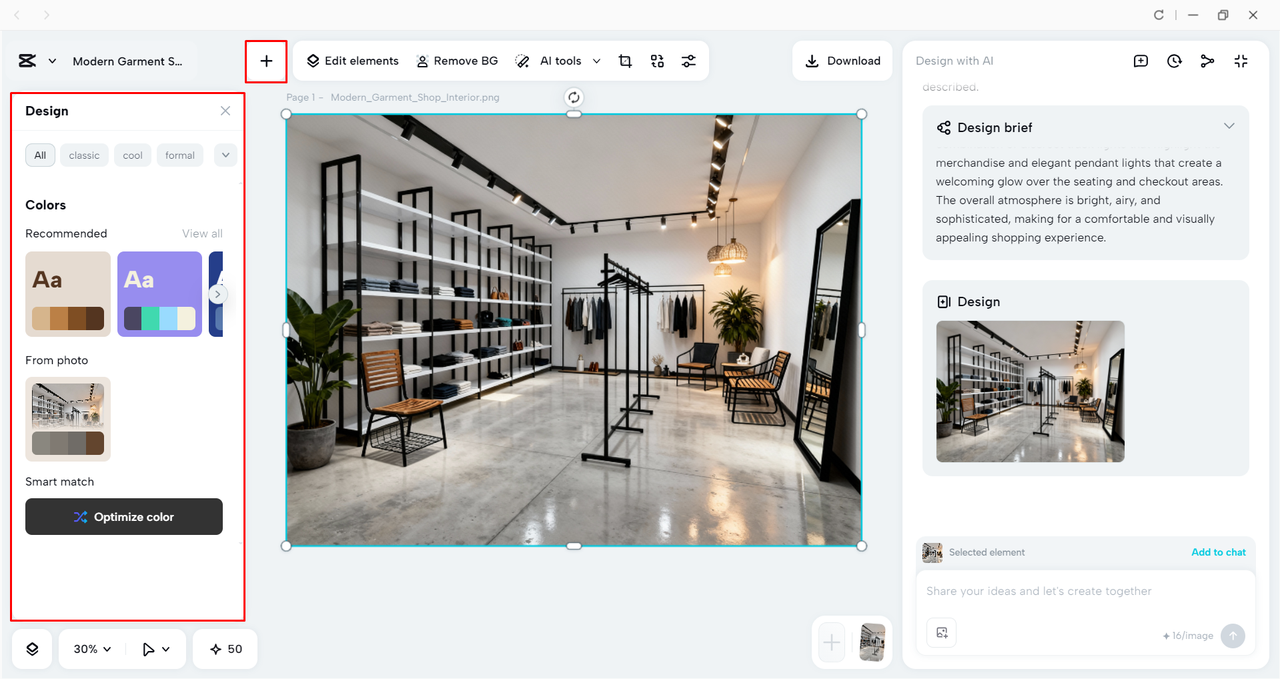 Personalizing the design in the CapCut desktop video editor 