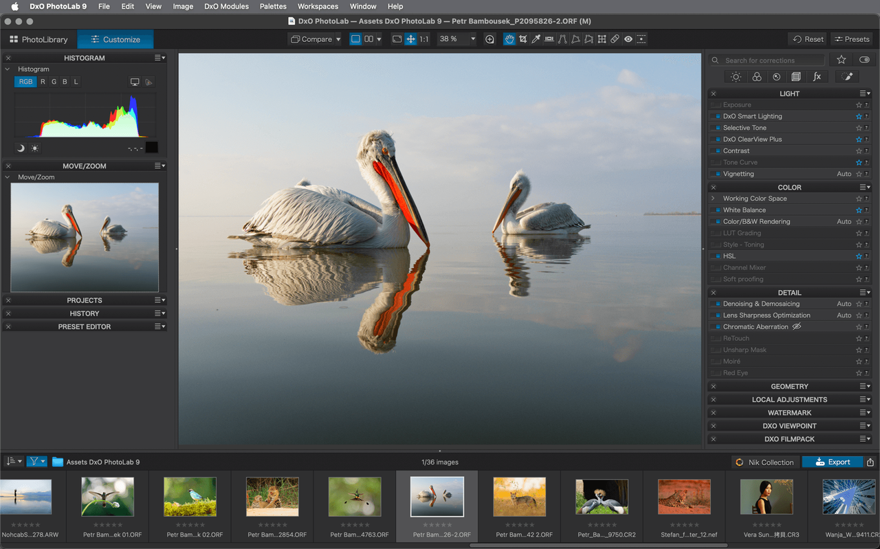 Interface of DxO PhotoLab - a free Adobe Lightroom alternative 