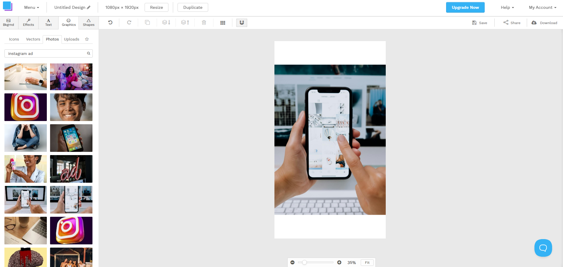 Snappa Instagram ad template customization